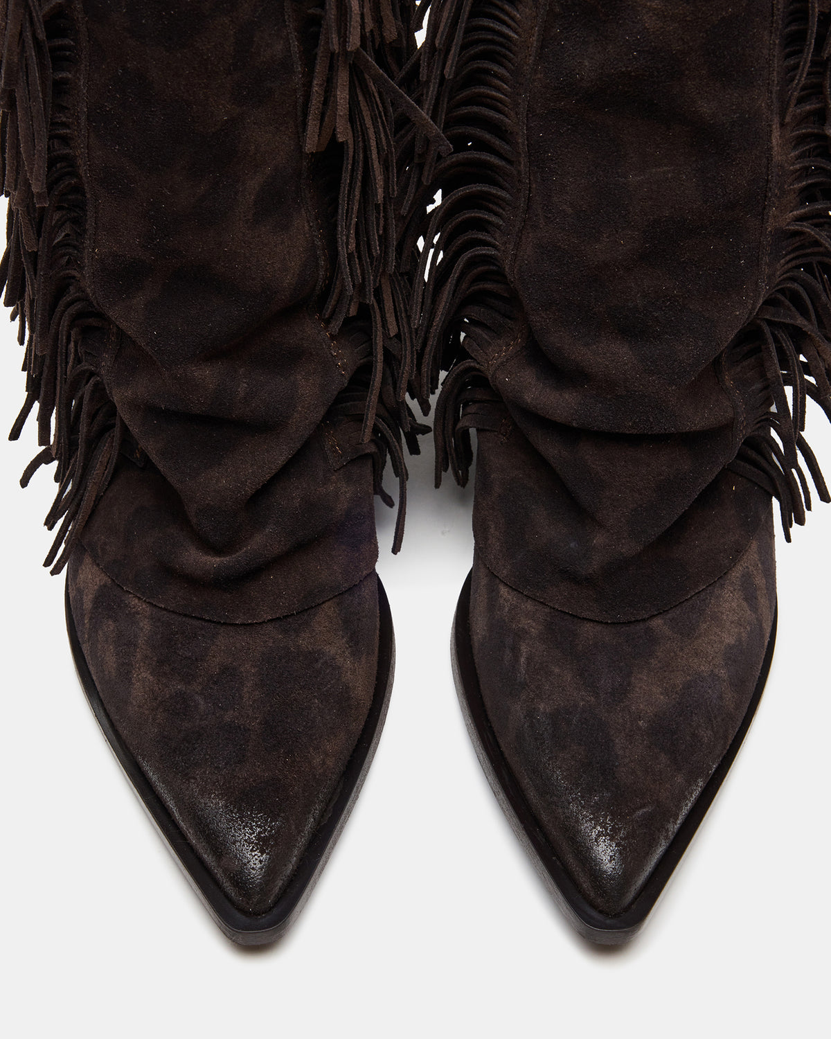 LANDMARK Brown Leopard Cuffed Fringe Western Women's Ankle Boot Steve Madden BROWN LEOPARD
