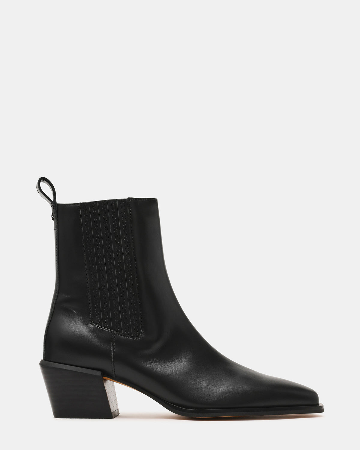 DARSEN Black Leather Square-Toe Block Heel Women's Ankle Boot Steve Madden BLACK LEATHER