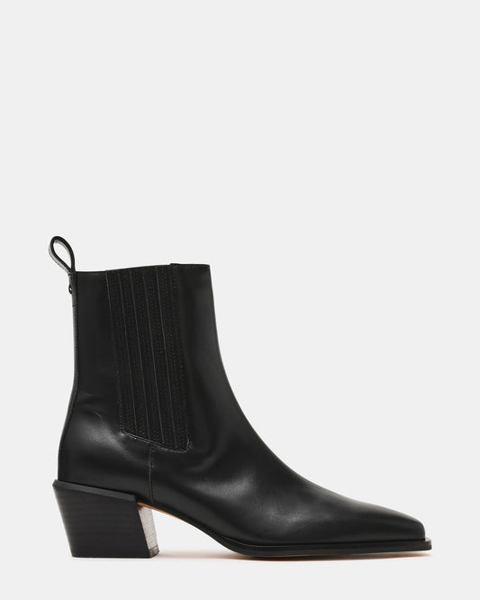 DARSEN Black Leather Square-Toe Block Heel Women's Ankle Boot Steve Madden BLACK LEATHER