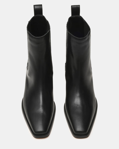 DARSEN Black Leather Square-Toe Block Heel Women's Ankle Boot Steve Madden BLACK LEATHER