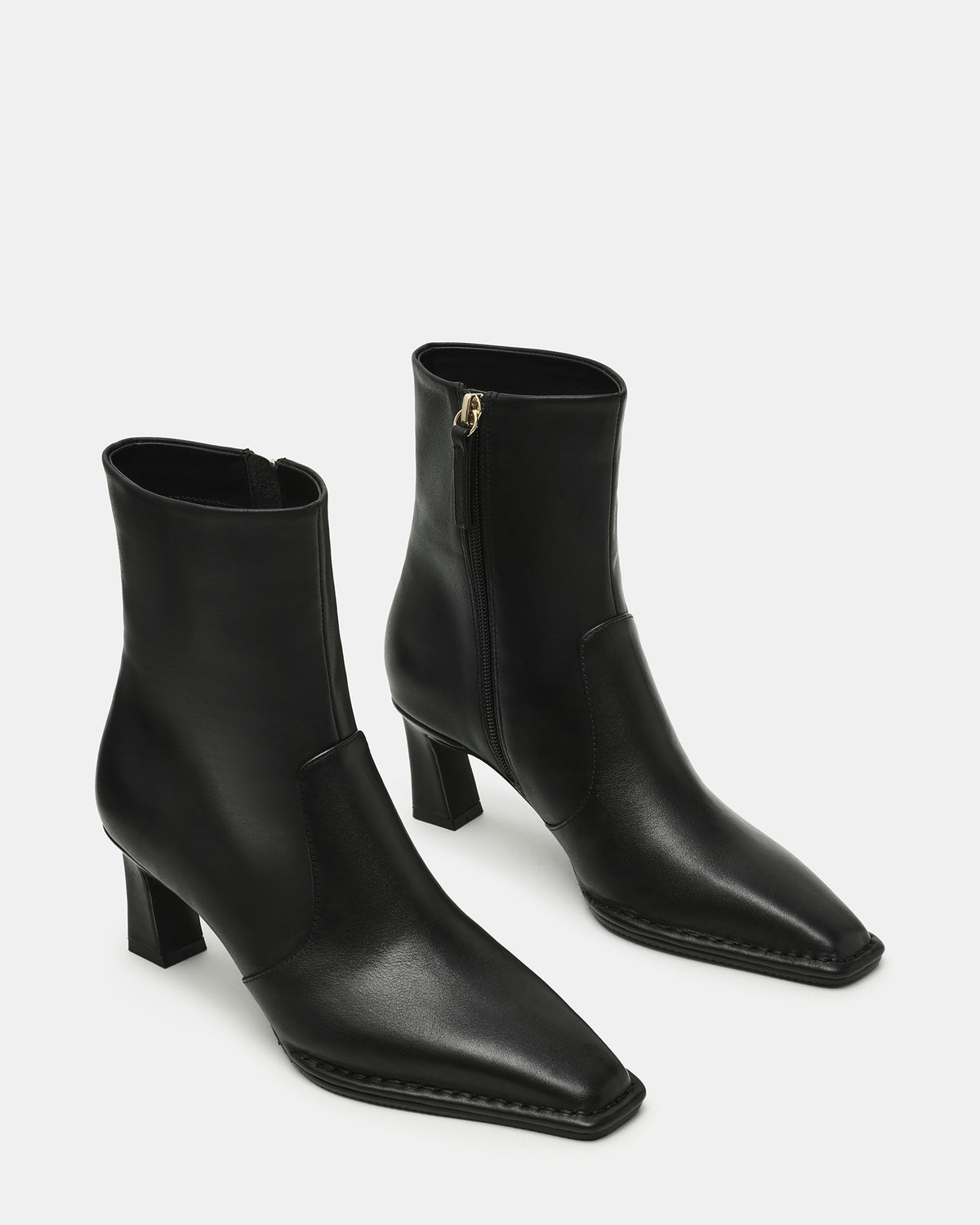 FARE Black Leather Square Toe Women's Ankle Boot Steve Madden BLACK LEATHER