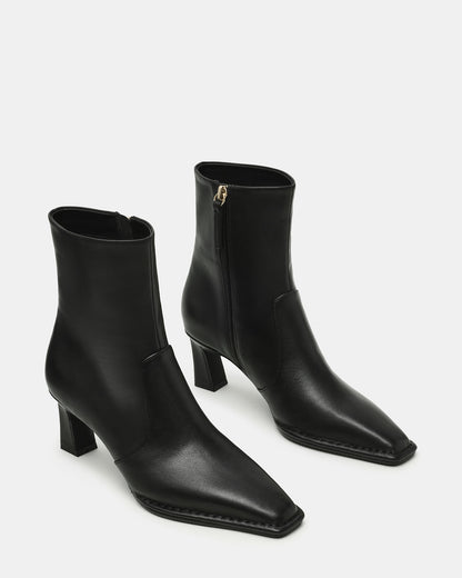FARE Black Leather Square Toe Women's Ankle Boot Steve Madden BLACK LEATHER