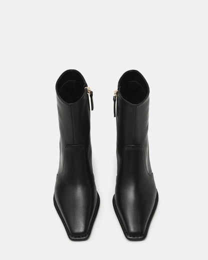 FARE Black Leather Square Toe Women's Ankle Boot Steve Madden BLACK LEATHER