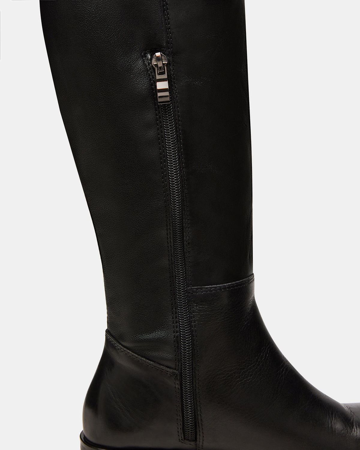 LANCASTER Black Leather Over-the-Knee Round Toe Women's Boots Steve Madden BLACK LEATHER