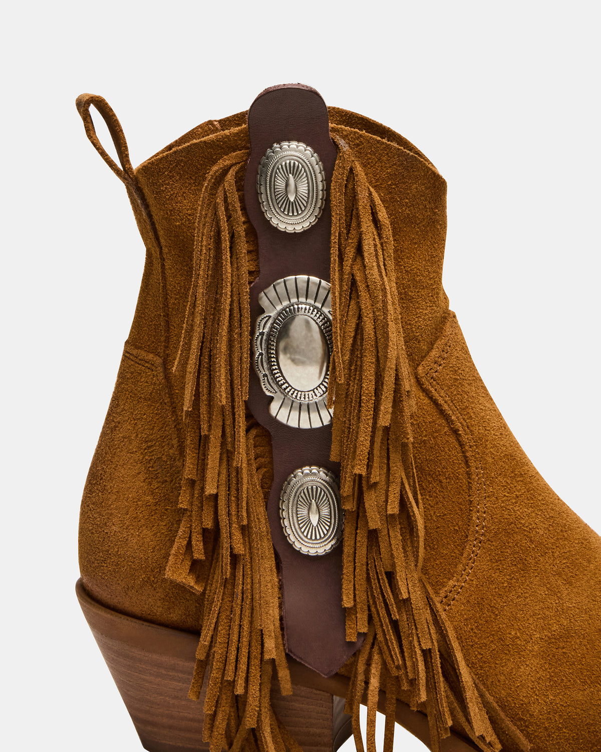 LARAMIE Chestnut Suede Fringe Western Pointed-Toe Women's Ankle Boot Steve Madden CHESTNUT SUEDE