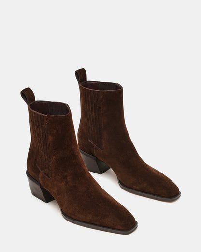 DARSEN Brown Suede Square-Toe Block Heel Women's Ankle Boot Steve Madden BROWN SUEDE