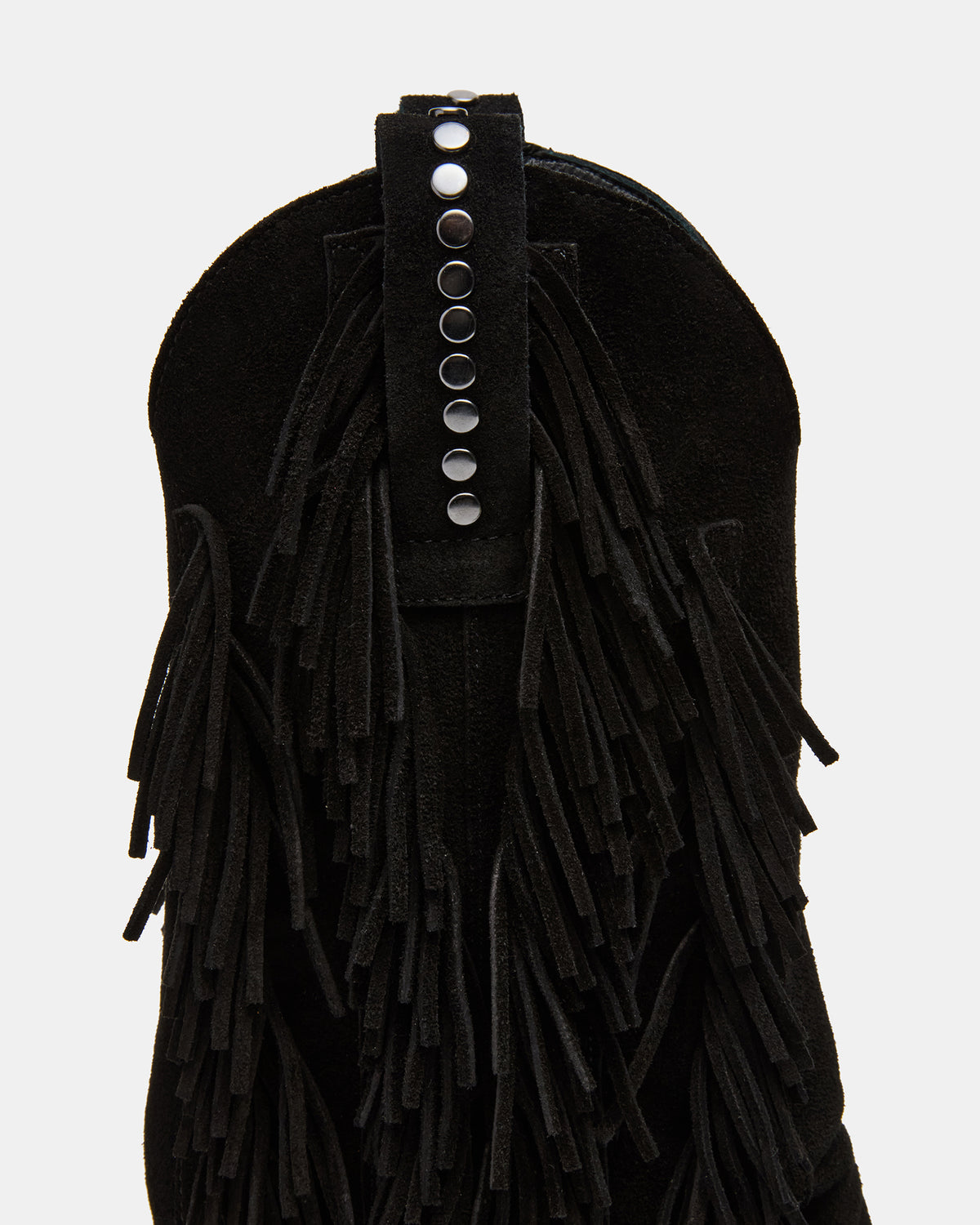 LANDMARK Black Suede Cuffed Fringe Western Women's Ankle Boot Steve Madden BLACK SUEDE