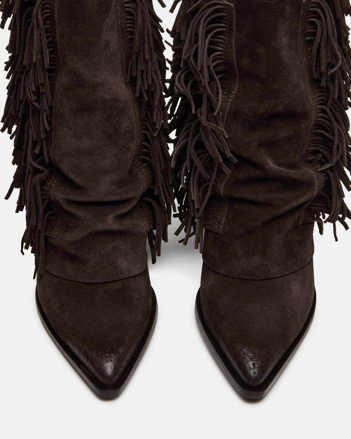 LANDMARK Brown Suede Cuffed Fringe Western Women's Ankle Boot Steve Madden BROWN SUEDE