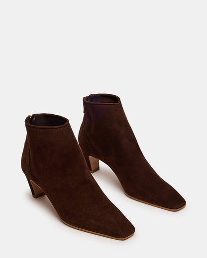 JUNO Brown Suede Square-Toe Women's Ankle Boot Steve Madden BROWN SUEDE