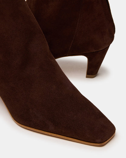 JUNO Brown Suede Square-Toe Women's Ankle Boot Steve Madden BROWN SUEDE