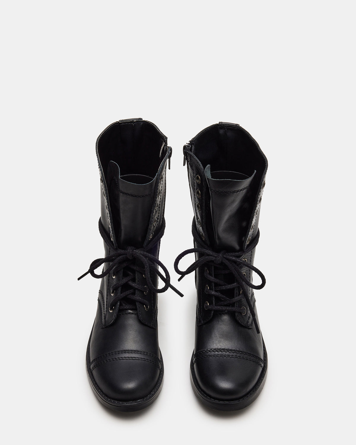 TROOPA3.0 Black Leather Women's Moto Combat Ankle Boot Steve Madden BLACK LEATHER