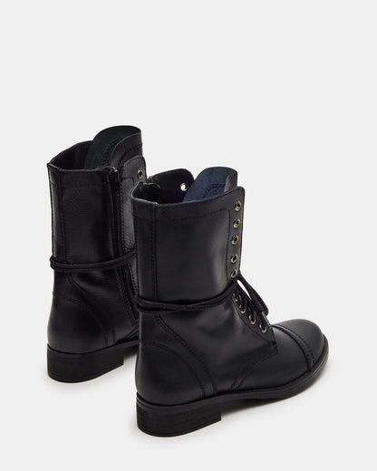 TROOPA3.0 Black Leather Women's Moto Combat Ankle Boot Steve Madden BLACK LEATHER