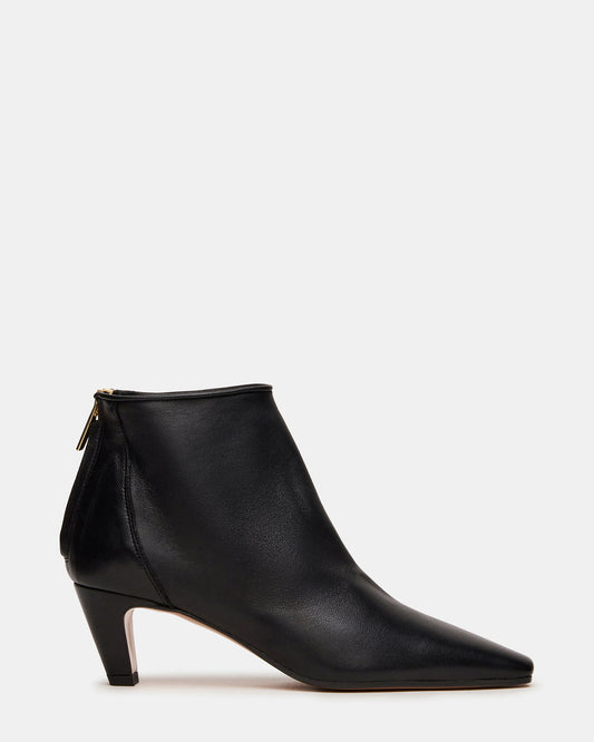 JUNO Black Leather Square-Toe Women's Ankle Boot Steve Madden BLACK LEATHER