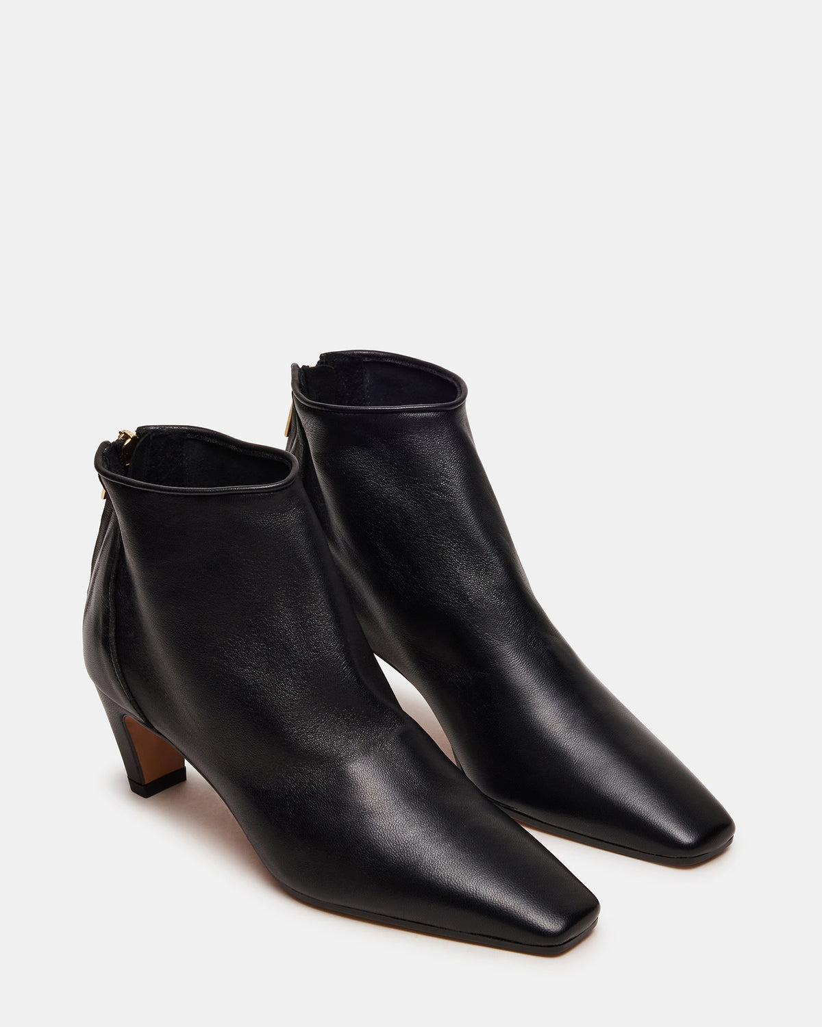 JUNO Black Leather Square-Toe Women's Ankle Boot Steve Madden BLACK LEATHER