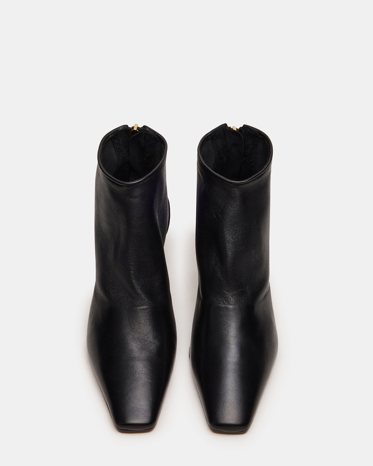 JUNO Black Leather Square-Toe Women's Ankle Boot Steve Madden BLACK LEATHER