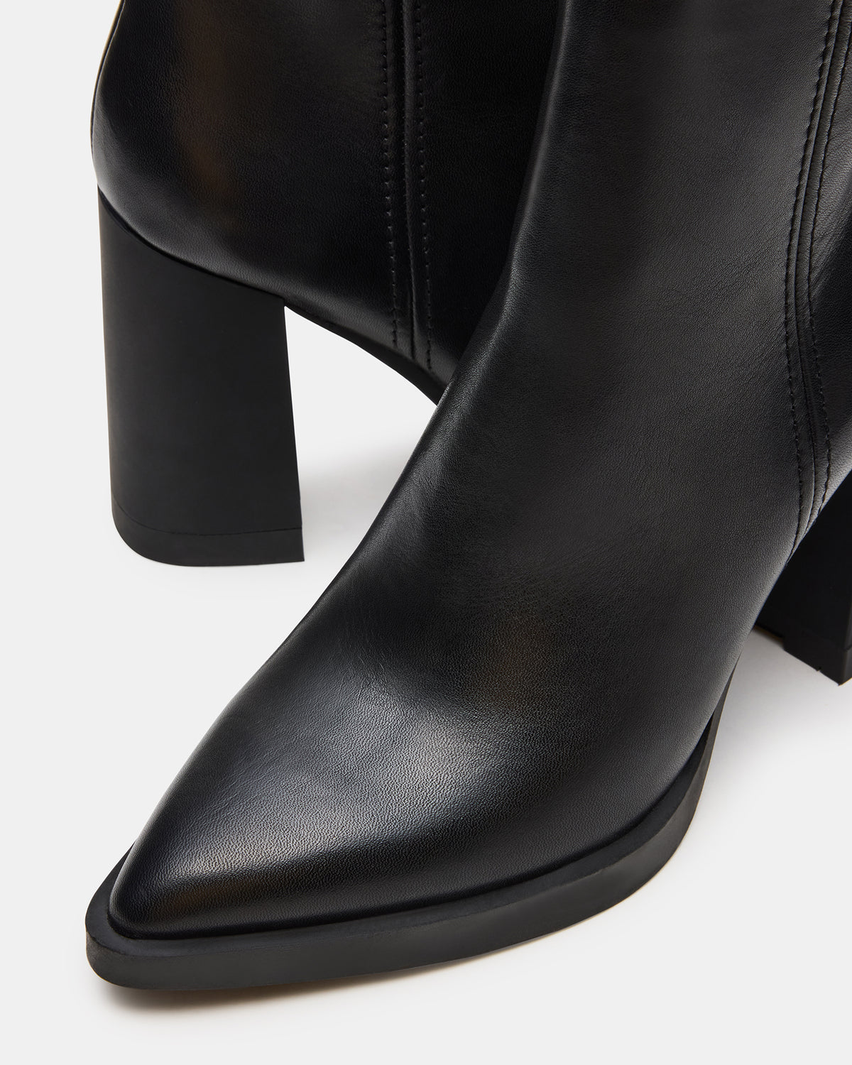 HARDEN Black Leather Women's Pointed-Toe Ankle Boot Steve Madden BLACK LEATHER
