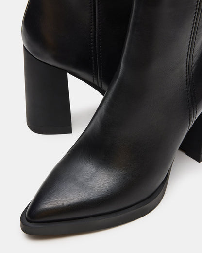 HARDEN Black Leather Women's Pointed-Toe Ankle Boot Steve Madden BLACK LEATHER