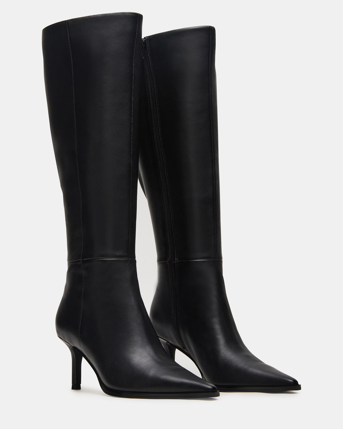 LINGO Black Leather Pointed-Toe Knee-High Women's Boot Steve Madden BLACK LEATHER