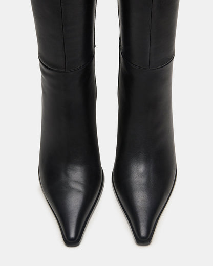 LINGO Black Leather Pointed-Toe Knee-High Women's Boot Steve Madden BLACK LEATHER