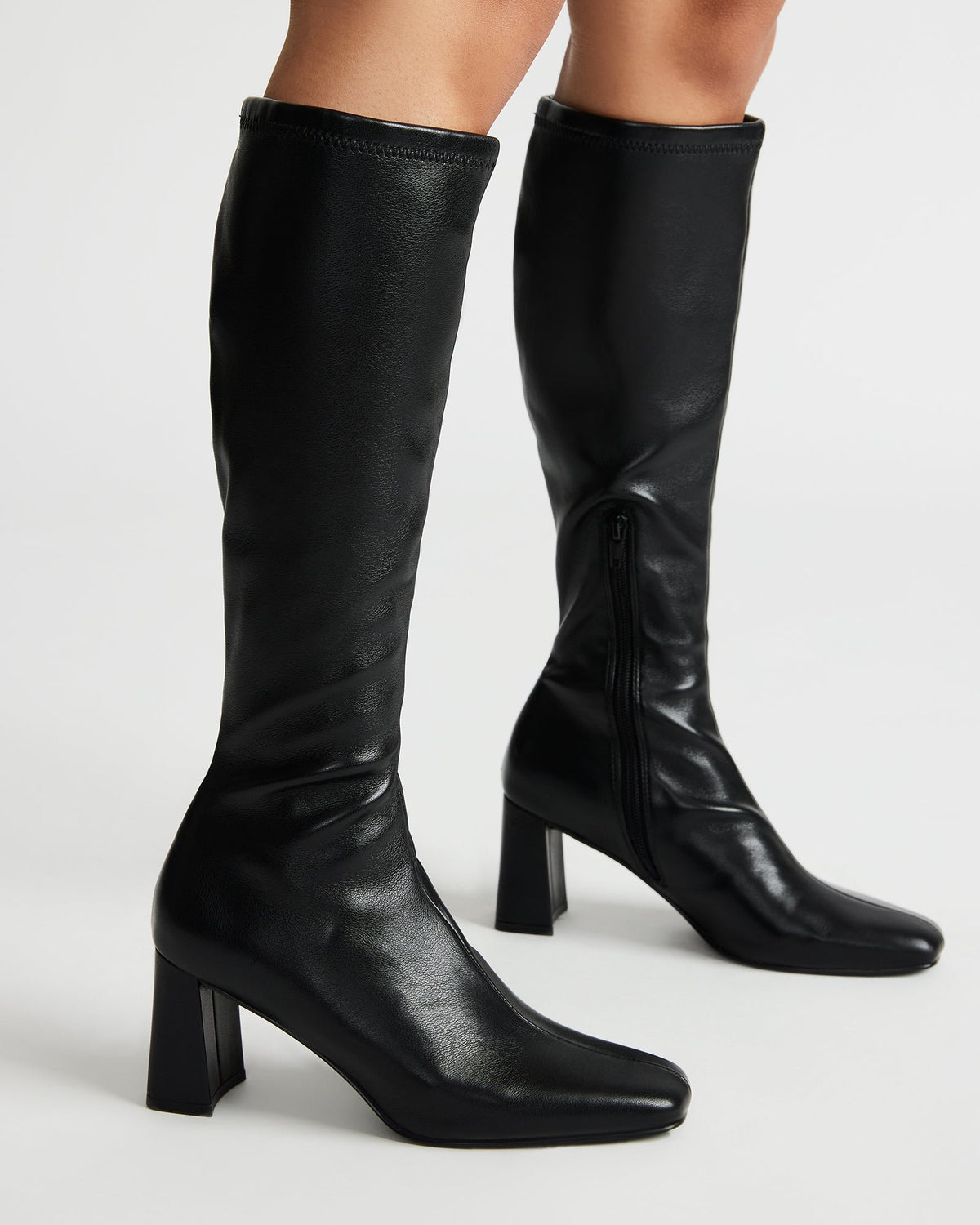 HOLLY Black Women's Knee-High Square-Toe Boot Steve Madden BLACK