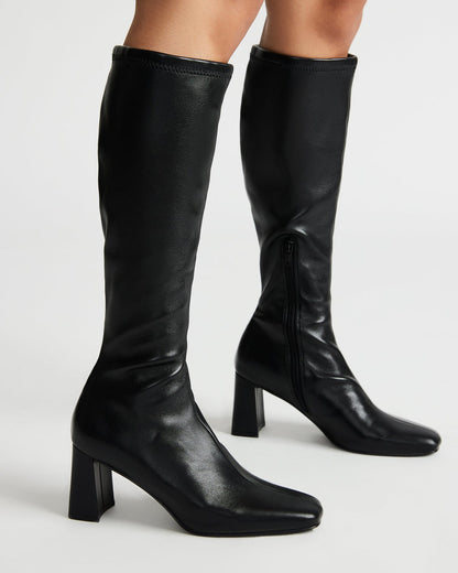 HOLLY Black Women's Knee-High Square-Toe Boot Steve Madden BLACK