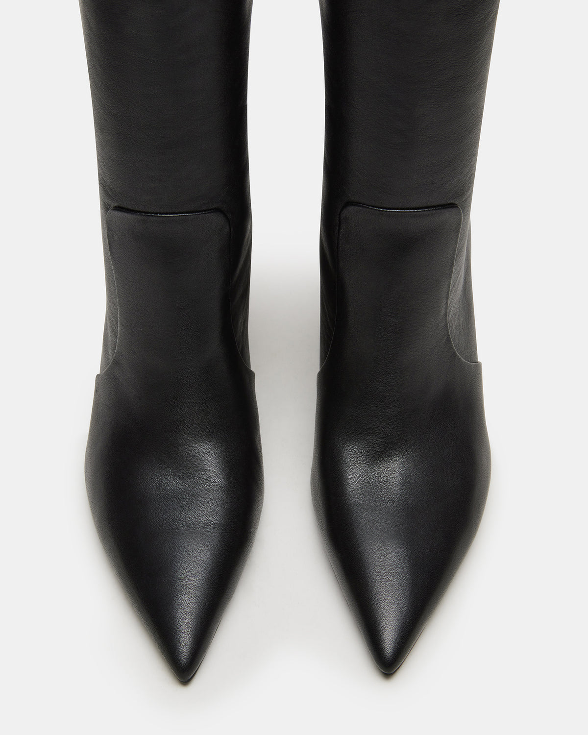 SKYLINE Black Leather Knee-High Pointed Toe Women's Boot Steve Madden BLACK LEATHER