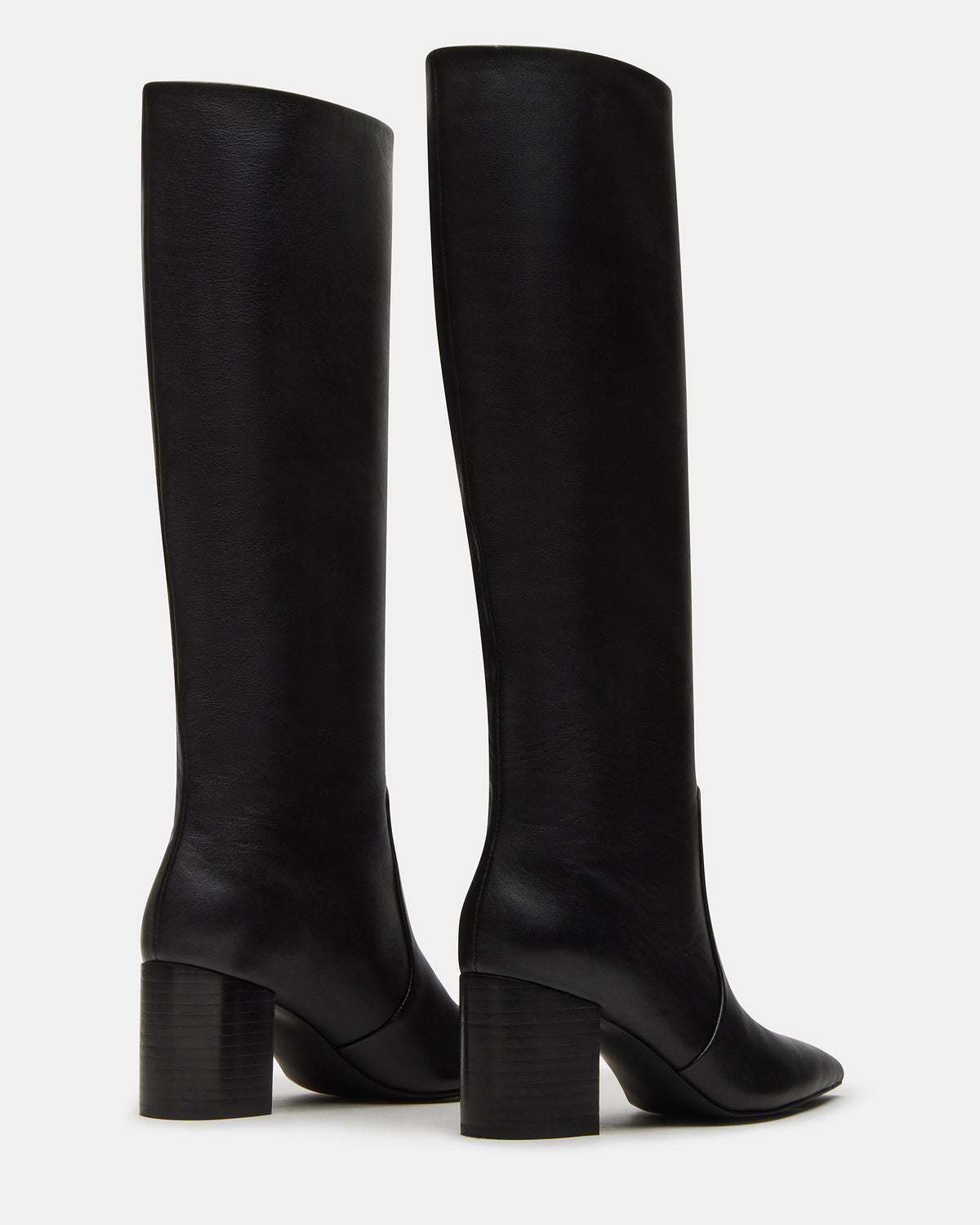 SKYLINE Black Leather Knee-High Pointed Toe Women's Boot Steve Madden BLACK LEATHER