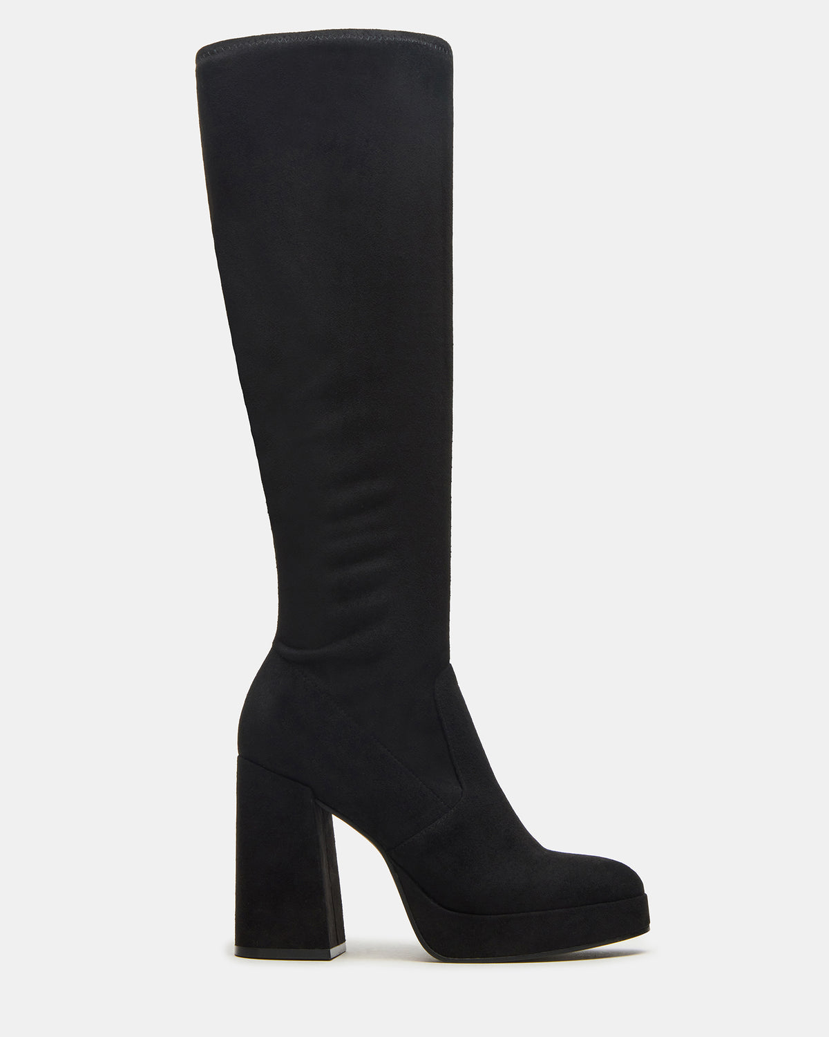 TWAIN Black Knee-High Block Heel Women's Boot Steve Madden BLACK