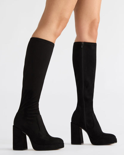 TWAIN Black Knee-High Block Heel Women's Boot Steve Madden BLACK