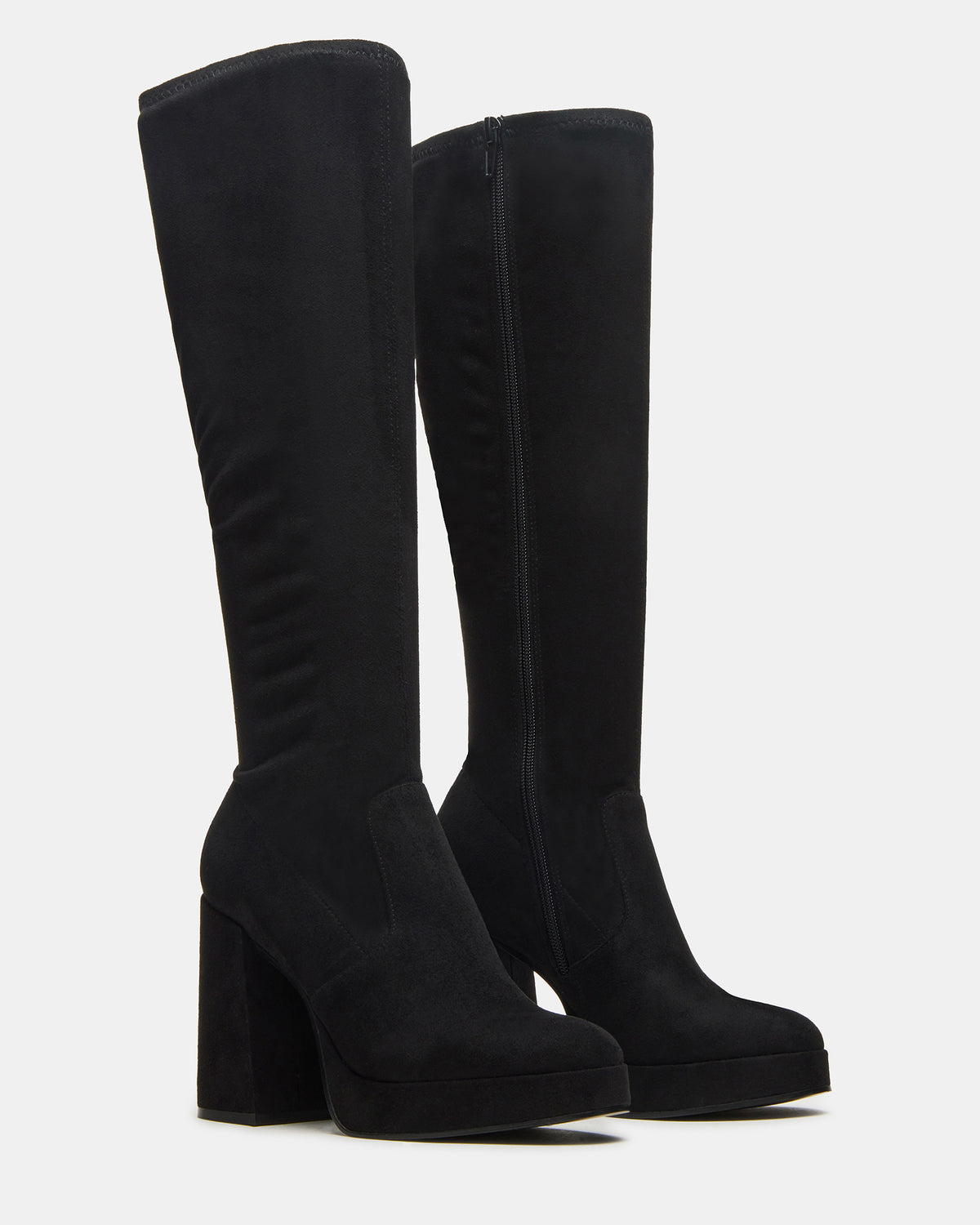 TWAIN Black Knee-High Block Heel Women's Boot Steve Madden BLACK