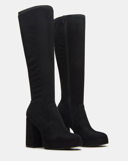 TWAIN Black Knee-High Block Heel Women's Boot Steve Madden BLACK