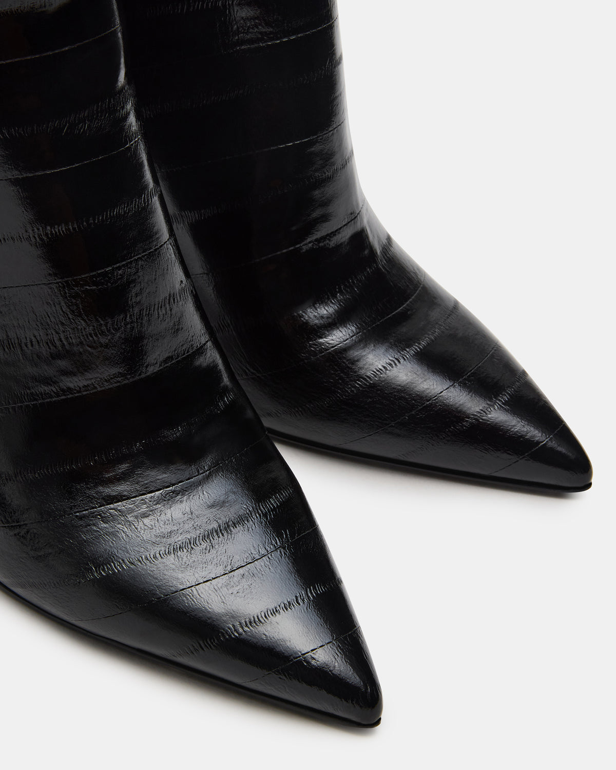 NITRO Black Eel Pointed-Toe Stiletto Heel Knee-High Women's Boots Steve Madden BLACK EEL