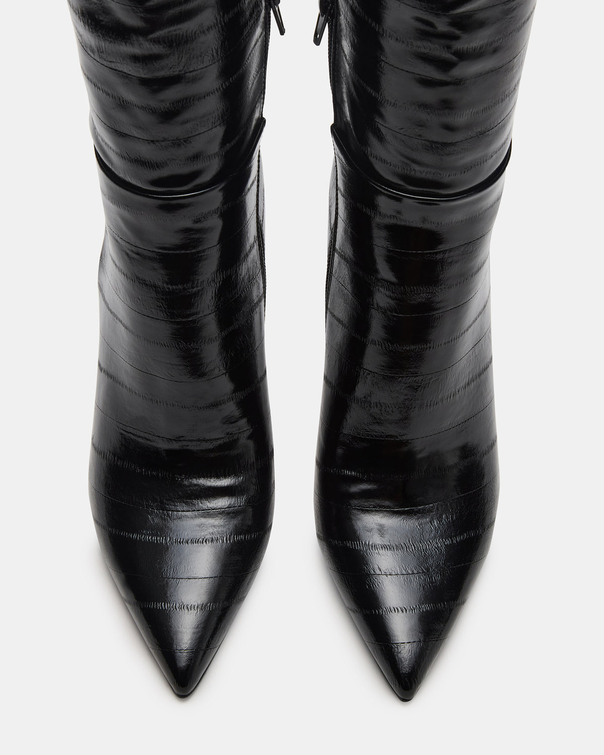 NITRO Black Eel Pointed-Toe Stiletto Heel Knee-High Women's Boots Steve Madden BLACK EEL