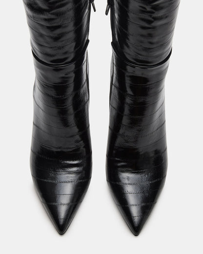 NITRO Black Eel Pointed-Toe Stiletto Heel Knee-High Women's Boots Steve Madden BLACK EEL
