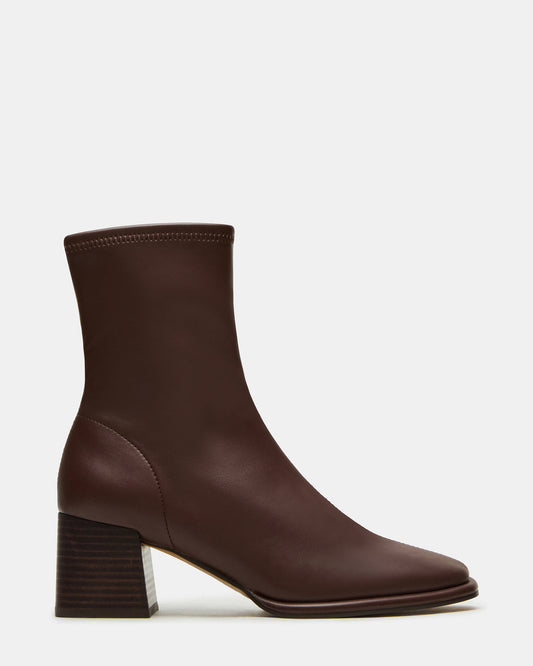 PAMMY Brown Square-Toe Block Heel Women's Ankle Boot Steve Madden BROWN
