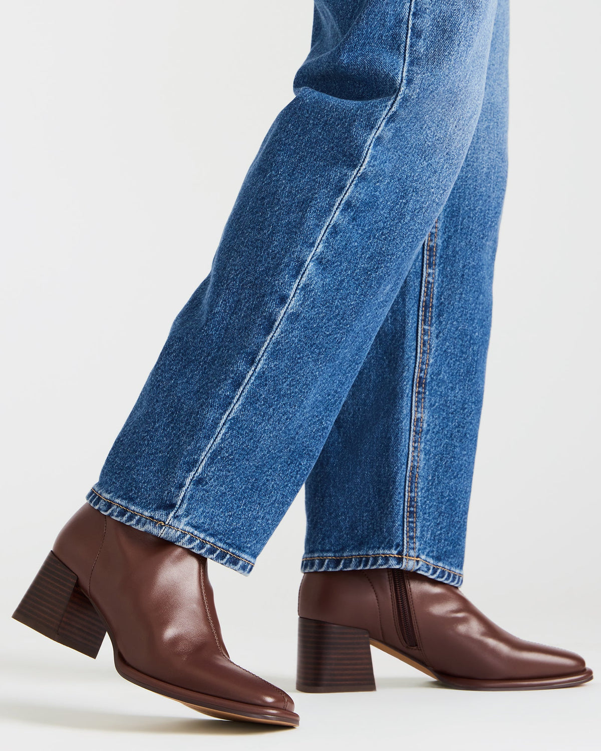 PAMMY Brown Square-Toe Block Heel Women's Ankle Boot Steve Madden BROWN