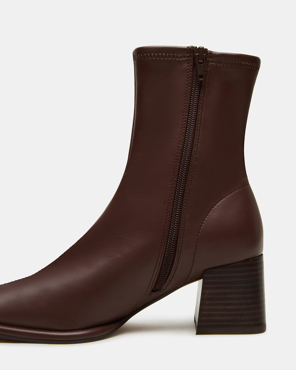 PAMMY Brown Square-Toe Block Heel Women's Ankle Boot Steve Madden BROWN