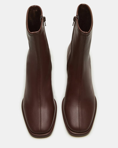 PAMMY Brown Square-Toe Block Heel Women's Ankle Boot Steve Madden BROWN