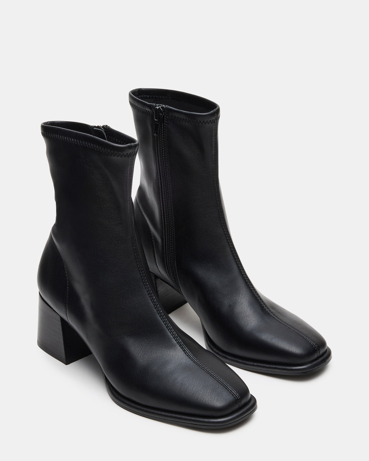 PAMMY Black Square-Toe Block Heel Women's Ankle Boot Steve Madden BLACK