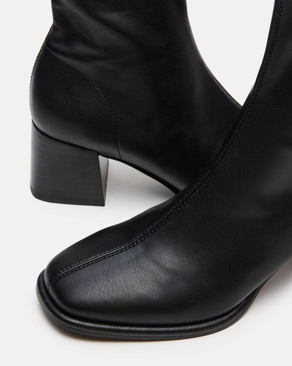 PAMMY Black Square-Toe Block Heel Women's Ankle Boot Steve Madden BLACK