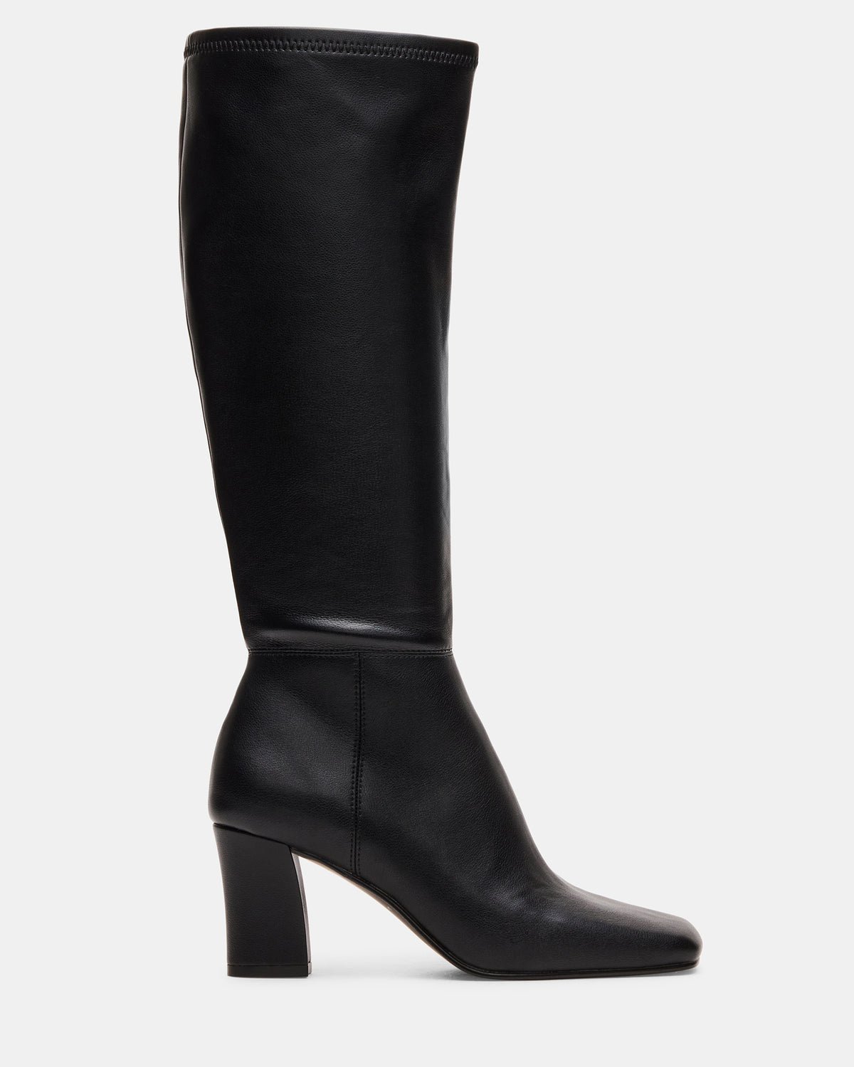 ELLIOT Black Square-Toe Knee-High Block Heel Women's Boot Steve Madden BLACK