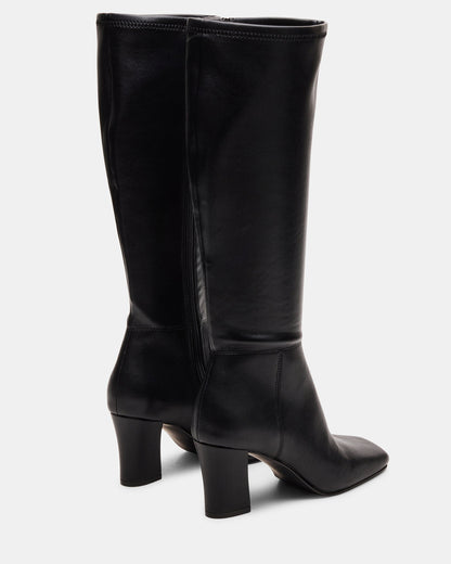 ELLIOT Black Square-Toe Knee-High Block Heel Women's Boot Steve Madden BLACK