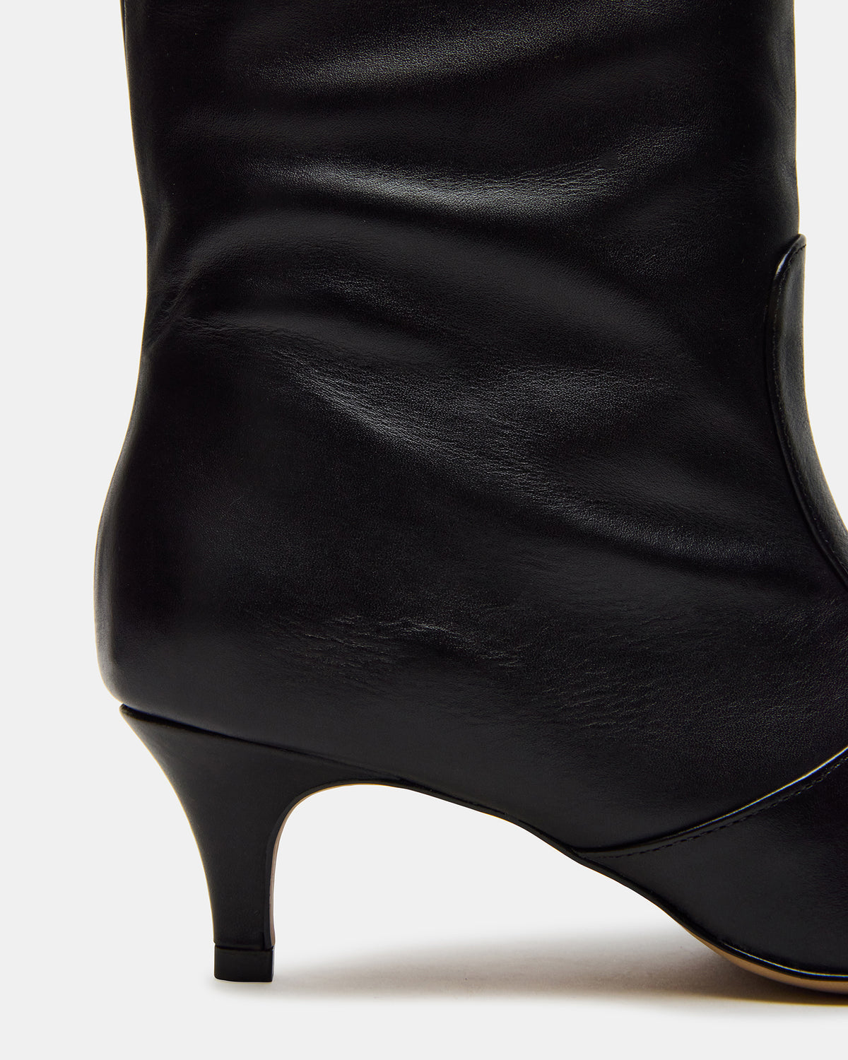 LANDER Black Leather Knee-High Kitten Heel Women's Boot Steve Madden BLACK LEATHER