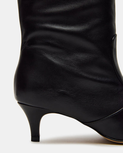 LANDER Black Leather Knee-High Kitten Heel Women's Boot Steve Madden BLACK LEATHER