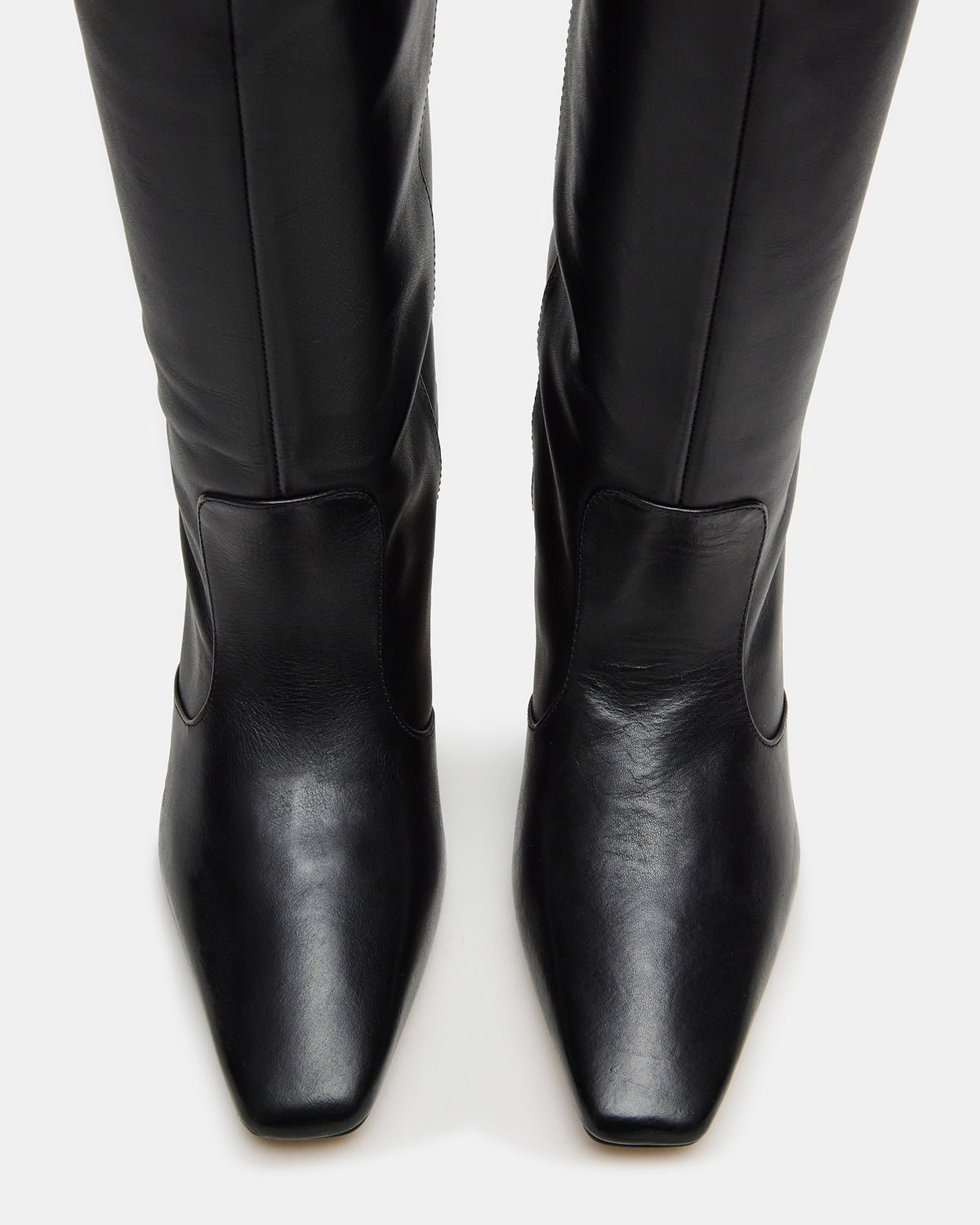 LANDER Black Leather Knee-High Kitten Heel Women's Boot Steve Madden BLACK LEATHER