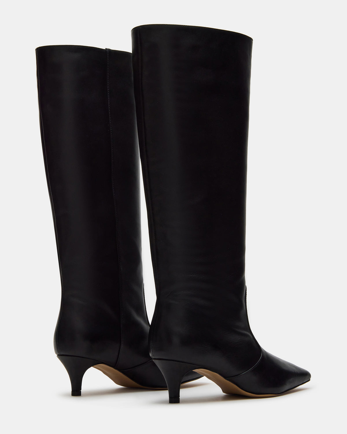 LANDER Black Leather Knee-High Kitten Heel Women's Boot Steve Madden BLACK LEATHER