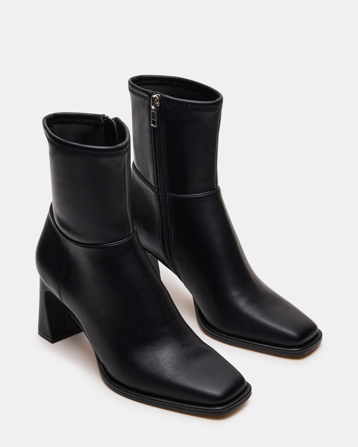 HARP Black Square-Toe Block Heel Women's Ankle Boot Steve Madden BLACK