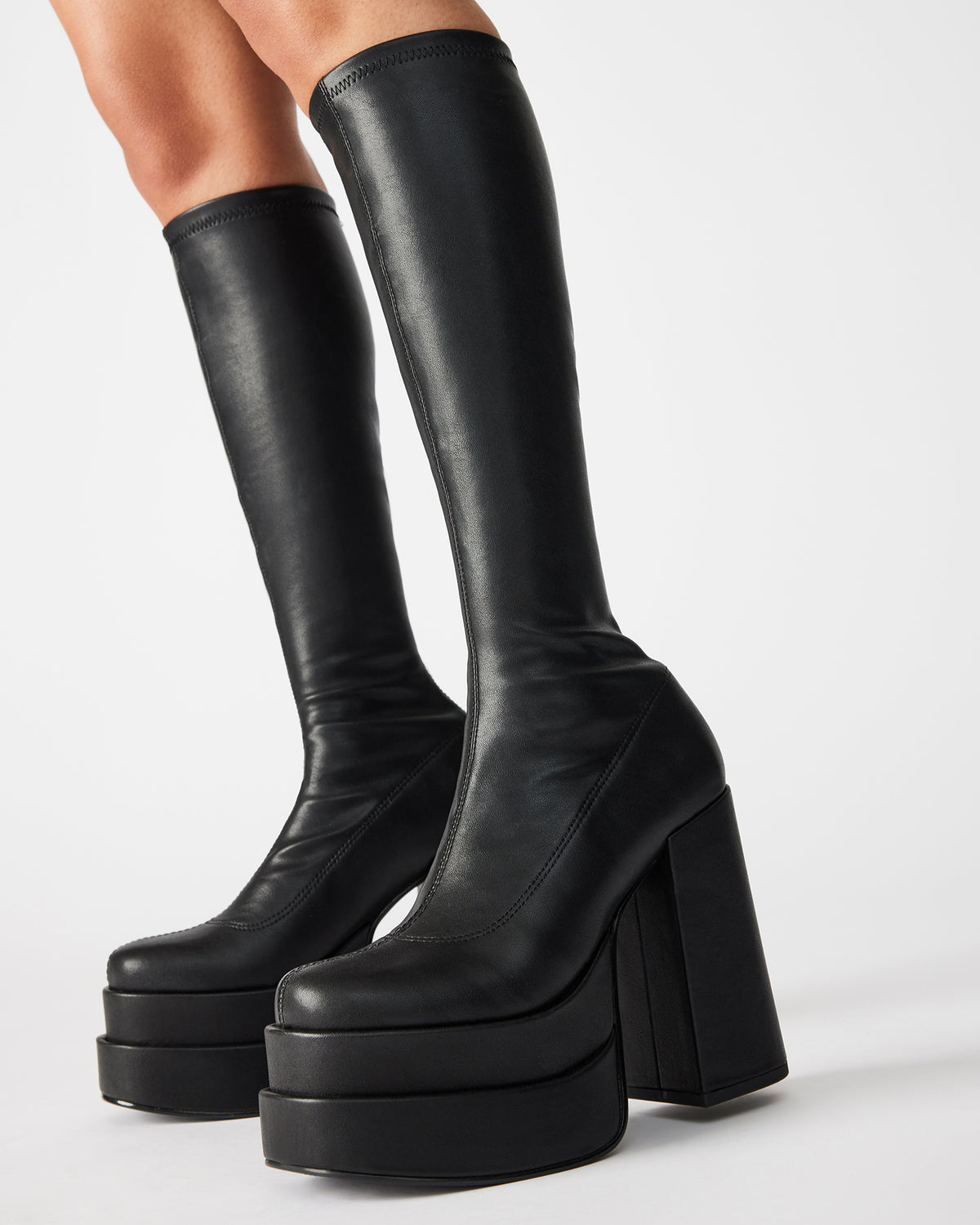 CYPRESS Black Women's Platform Vegan Leather Boots Steve Madden BLACK