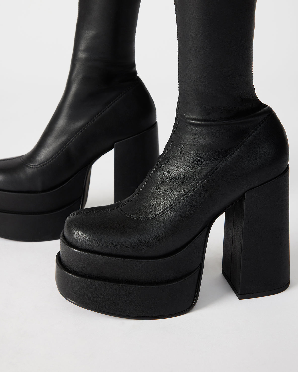 CYPRESS Black Women's Platform Vegan Leather Boots Steve Madden BLACK