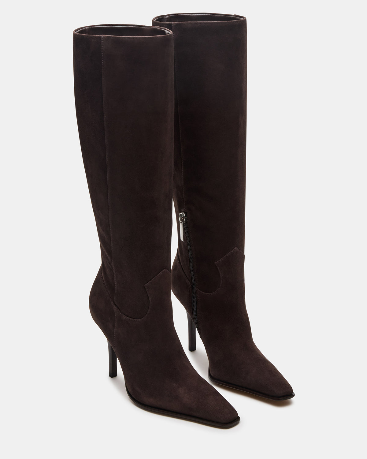 WESCOT Brown Suede Square-Toe Knee-High Heeled Women's Boot Steve Madden BROWN SUEDE